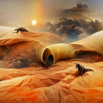 Early stable diffusion from Nightcafe with a prompt of Dune, Tatooine, circa mid 2021